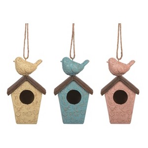 Transpac Resin Filigree Bird House Set of 3 Spring Home Decorations - 1 of 1