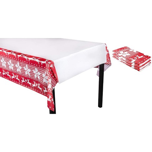 Juvale 3 Pack Reindeer Plastic Tablecloth for Holiday and Christmas Party (54 x 108 in) - image 1 of 4
