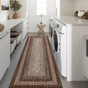 Modern Washable Area Rug, Non Slip Indoor Print Mat For Living Room Bedroom Dining Room Kitchen Enterway, Low Pile Stain Resistant Foldable Carpet - 1 of 4