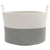 Aghana Digitals Round Grey Cotton Storage Basket with Handles, 20.1x13in Collapsible for - 4 of 4