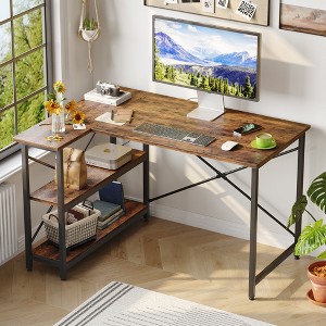 Bestier 47 inch Corner L-Shaped Desk with Storage Shelves Home Office Desk - 1 of 4