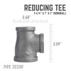 Pipe Decor 1 1/4 in. x 1 in. x 1 in. Black Reducing Tee - 3 of 4