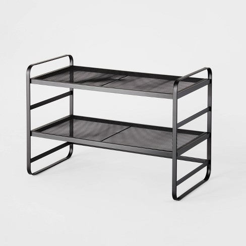 at Home 3-Tier Fabric Shoe Rack, Black