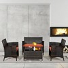 Tangkula 4PCS Patio Rattan Conversation Furniture Set Outdoor w/ Orange Cushion - 4 of 4