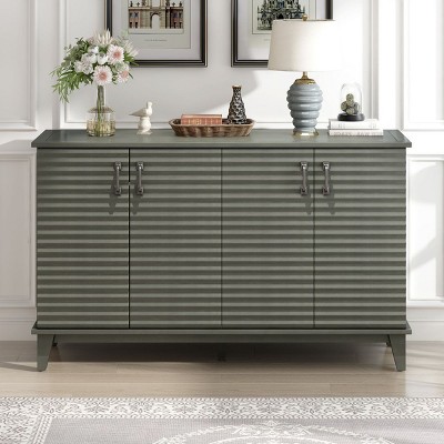 4 Door Large Storage Cabinet, Buffets Cabinets With Adjustable Shelves For Kitchen, Accent Cabinet In Retro Style-Cuddlewood