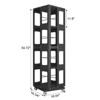 SEVOBAL Utility Storage Shelves 4-Tier Rotating Bookshelf with Wheels, Large Size Sturdy Spacious Book Rack Bookshelf, Black, 16.54"*16.54"*54.72" - 4 of 4