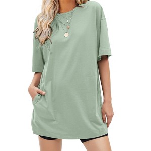 EXLURA Women's Summer Short Sleeve T Shirt Dress Casual Crewneck Resort Wear Tops - 1 of 4