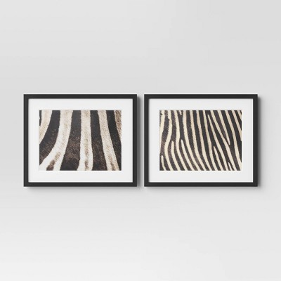 20 X 16 2pc Zebra Close Up Glass Framed Wall Posters - Threshold™ : Target