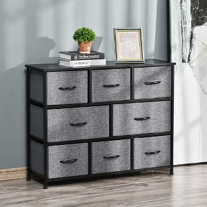 Gulches 8-Drawer Fabric Dresser - 3-Tier Storage Tower, Steel Frame, Wooden Top, Anti-Toppling, Dark Gray, 39.25"W?¨¢11.75"D?¨¢31"H - 1 of 4
