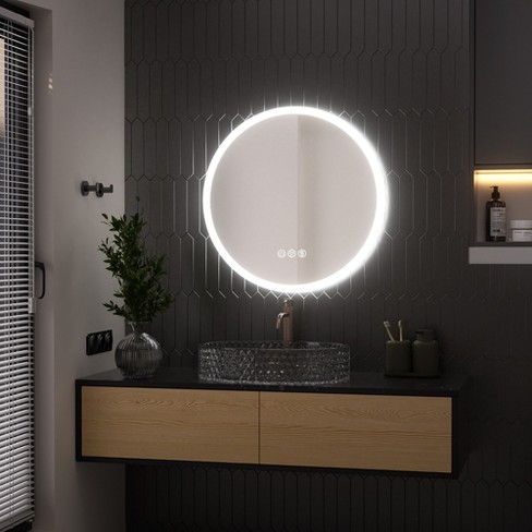 Round Tempered Glass Bathroom Mirror : Target