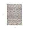 10' Gray And Ivory Geometric Shag Runner Rug - 3 of 4