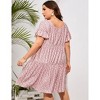 Clearlove Plus Size Dress Women's Plus Size Floral V-Neck Dress Short Sleeve Knee Length A-line Mini Dresses - 4 of 4