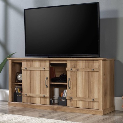 Timber Oak Farmhouse TV Stand with Sliding Barn Doors for 70" TVs