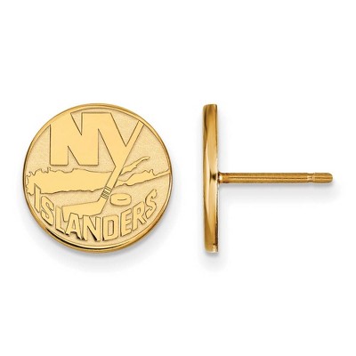 Black Bow Jewelry 10k Yellow Gold New York Islanders NHL Stud Earrings