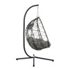 SKRAN Foldable Swing Chair with Stand, Rattan Wicker Hanging Egg Chair Hammock Chair with Cushion and Pillow for Bedroom Patio Garden - 2 of 4