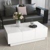 Mayeerty Coffee Table with Storage, 2 Drawers Extendable Center Table with Sliding Top for Living Room, 39.3"x21.6", White - 2 of 4