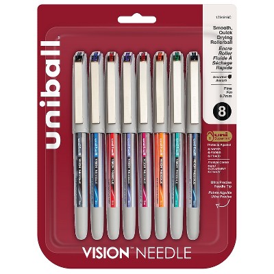 uni-ball uniball Vision Needle Rollerball Pens Fine Point 0.7mm Assorted Ink 8/Pack (1734916)