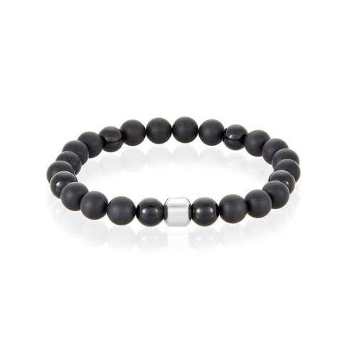 Adornia Men's Tarnish Resistant Rhodium Plated 8mm Ball Bracelet - image 1 of 2