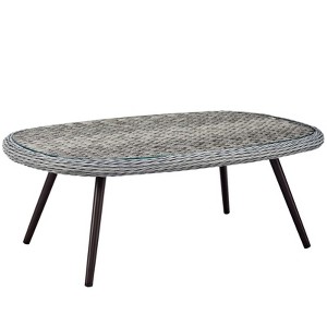 Modway Endeavor Outdoor Patio Wicker Rattan Coffee Table Gray - 1 of 4