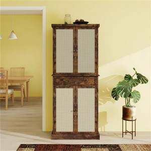 SKRAN 4 Door Storage Cabinet with 1 Drawer and with 4 Adjustable Inner Shelves, Natural Rattan Furniture for Living Room, Bedroom, Nursery - 1 of 4