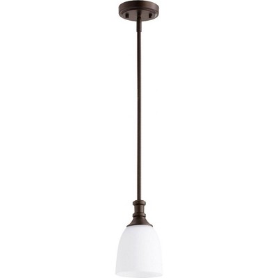Quorum Lighting Richmond 1-Light Mini Pendant, Oiled Bronze, Clear Seeded