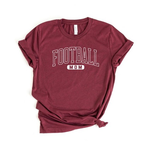 Simply Sage Market Women's Football Mom Block Short Sleeve Graphic Tee - L  - Maroon : Target