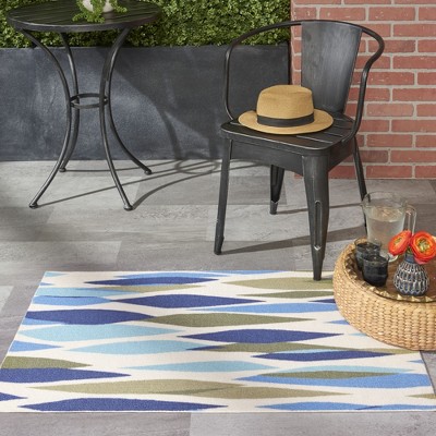 Seaglass Blue and White Synthetic Small Area Rug