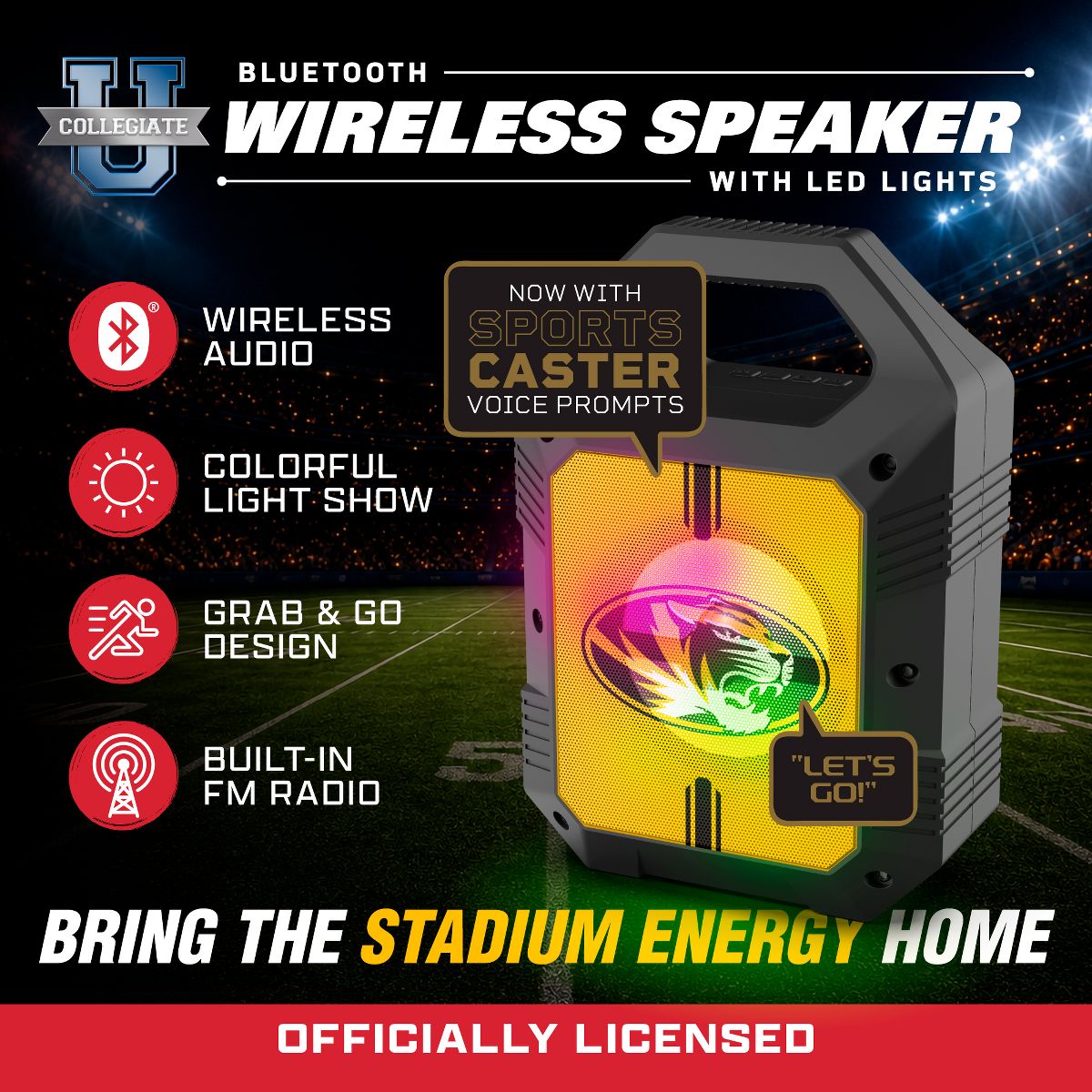 SOAR Collegiate ShockBox XL LED Wireless Bluetooth Speaker- Nebraska Cornhuskers - thumbnail 5