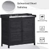 ORRD 39” Outdoor Potting Bench, Rustic Wooden Garden Workstation with Storage Cabinet, 2 Shelves & Side Hooks, Black - 2 of 4