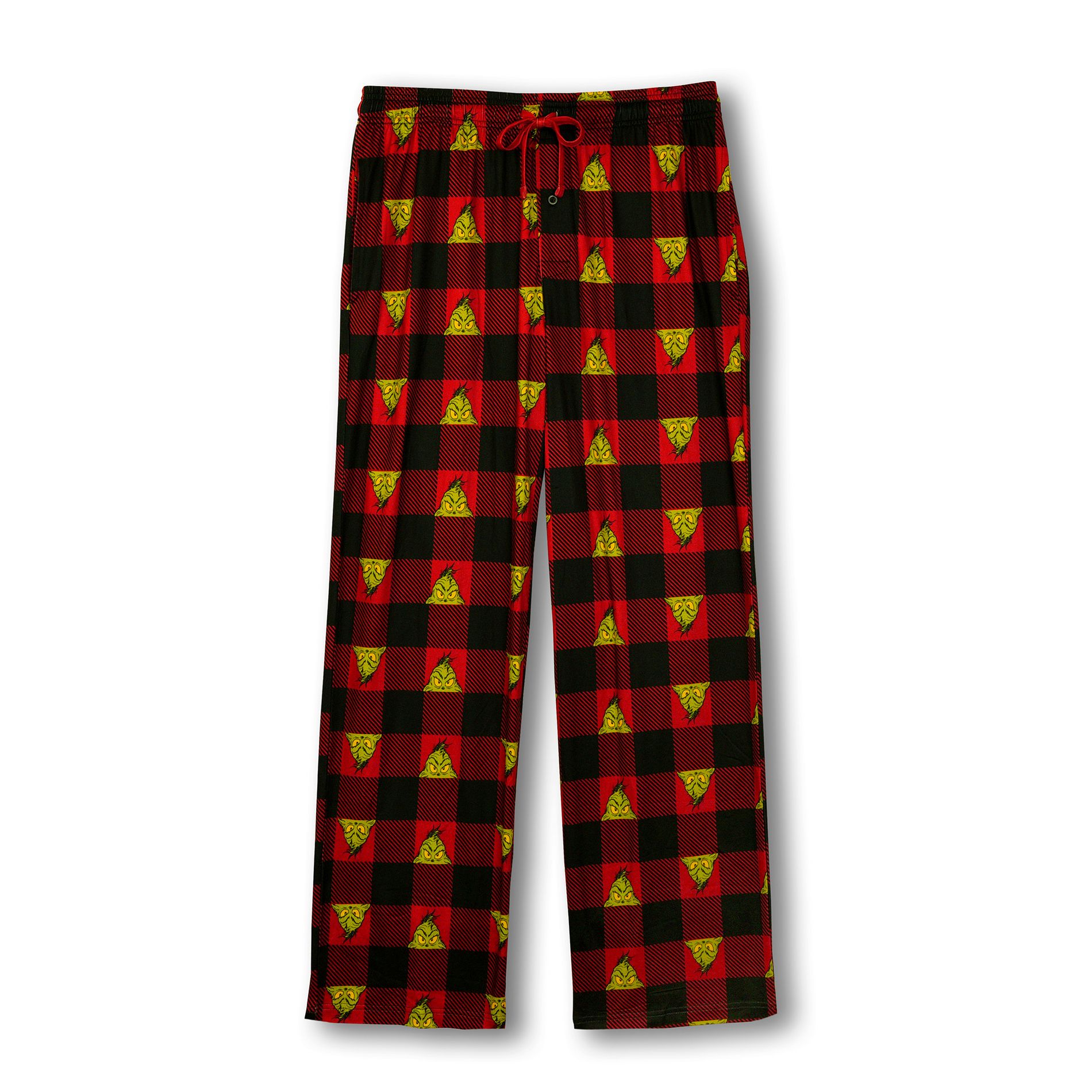 Men's The Grinch Christmas Classic Checkered Sneaky Face Lounge Pants - Multi-Color - 2X Large