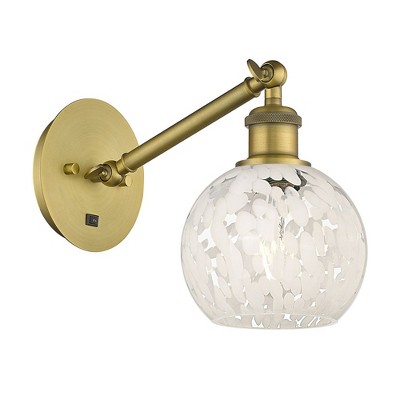 White Mouchette - 1 Light Arm Adjusts Up and Down Wall Sconce In Modern Style-8 Inches Tall and 6 Inches Wide