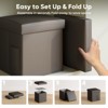Pinmoco 15" Collapsible Storage Ottoman, Faux Leather Cube Organizer Makeup Stool Foot Rest with Side Pocket for Living Room - 3 of 4