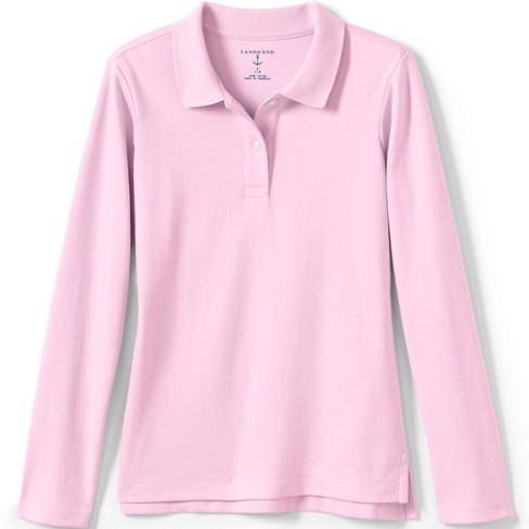 Pink polo shirts long sleeve sale