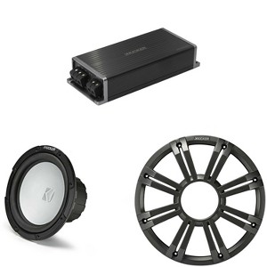 Kicker Marine KPX500.1 Powersports Amp & 10" Free Air 4 Ohm ( Charcoal Grill ) Subwoofer Audio Upgrade - 1 of 4