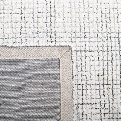 Ivory and Grey Handmade Wool Abstract Area Rug, 4' x 6'