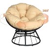 Sapphtopaz 1pc Accent Chair Upholstered Wicker Rattan Chair with Fluffy Cushion, 360-Degree Swivel Saucer Chair Solid Twill Fabric Comfy Chair - 4 of 4