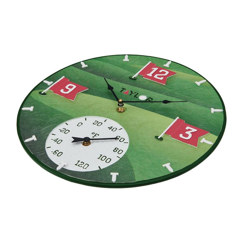 Taylor® Precision Products 14-In. x 14-In. Tee Time Poly Resin Clock and Thermometer, 4 of 7