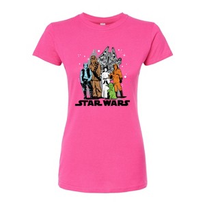 Women's - Star Wars - Luke, Leia, Yoda Group Fitted Graphic T-Shirt - 1 of 3