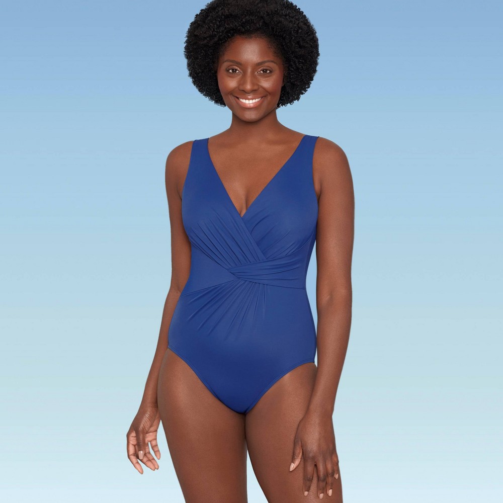 Target For Women S Slimming Control Twist Front One Piece Swimsuit Dreamsuit By Miracle Brands Deep Sea 8 Blue Accuweather Shop