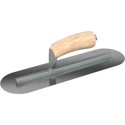 Bon Tool 66-193 Finish Trowel - Round - Car Steel - 14 X 4 - Wood - Long Shank