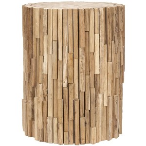 Minadoka Round Stool - FOX1008A - Medium Oak - Safavieh Couture - 1 of 4
