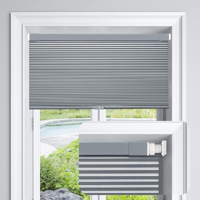 Blackout Honeycomb Shades Pleated Blinds for Windows, 45" W x 64" H, Dark Grey