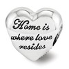 Black Bow Jewelry Sterling Silver Red Crystal Home Where Love Resides Heart Bead Charm - 2 of 4