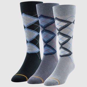 Signature Gold by GOLDTOE Men's Dress Casual Argyle Crew Socks 3pk - Blue/Gray/Light Gray 6-12.5 - 1 of 2
