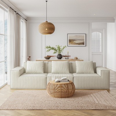 118" Modular Convertible Sofa Bed,Oversized 3-Seater Sofa Set, Free Configuration Sectional Couch for Living Room or Guest Space-Maison Boucle