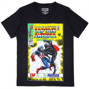 Adult Captain America and Iron Man vs The Panther Marvel Comic Cover T-Shirt - 1 of 3