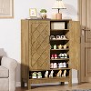 Tribesigns Shoe Cabinet with Doors, 6-Tier Farmhouse Shoe Storage Cabinet with Adjustable Shelves for Entryway, Closet, Living Room, Brown - 3 of 4