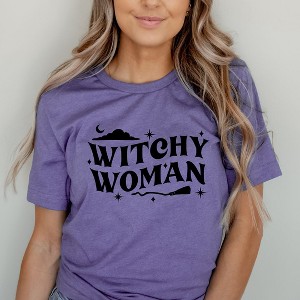 Simply Sage Market Women's Witches Woman Broom Short Sleeve Graphic Tee - 1 of 4