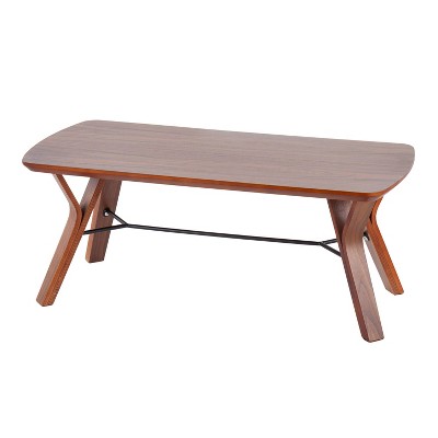 44" Walnut Wood Mid-Century Modern Bench