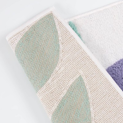 Multicolored Cotton Botanical Bath Rug with Latex Backing